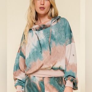 Hem &Thread Anthropologie Tie-Dye Hooded Sweatshirt Oversized